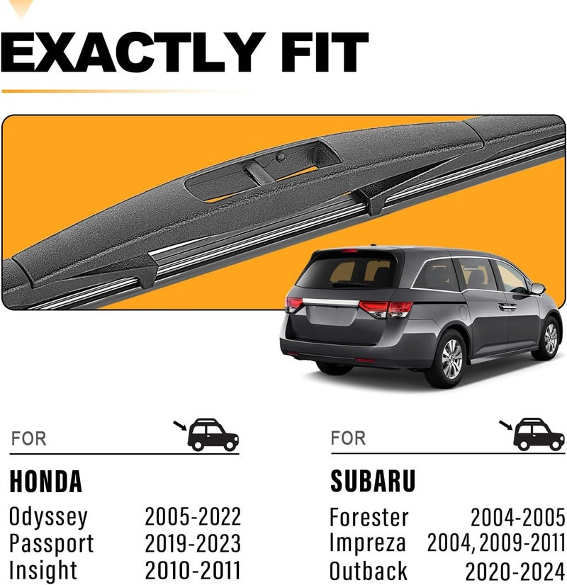 AUTOBOO 16 Inch Rear Wiper Blade Replacement for Honda Odyssey 2022-2005 Passport 2023-2019 Subaru Outback 24-20 Forester 2005-2004-BACK Windshield Wiper Blade -Original Factory Quality (Pack of 1) - Image 2