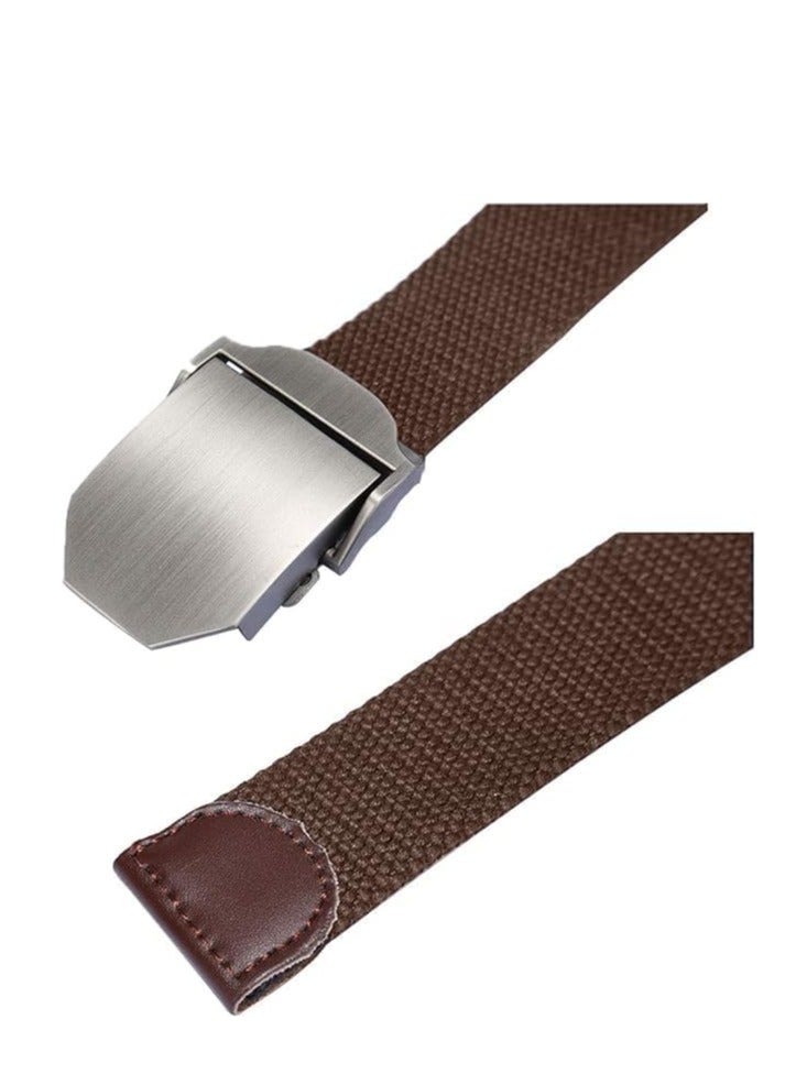 Tango Men's Canvas Webbing Belt - Military Style - Tactical Belt with Metal Buckle - Adjustable Strap to Make Comfortable Fit. (Plain Brown) - Image 4