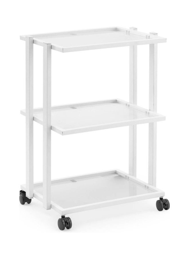 globalstar Globalstar Multi-Functional Salon Tool Storage Trolley - White Glass 3 Shelves for Hairdressing  - Image 1