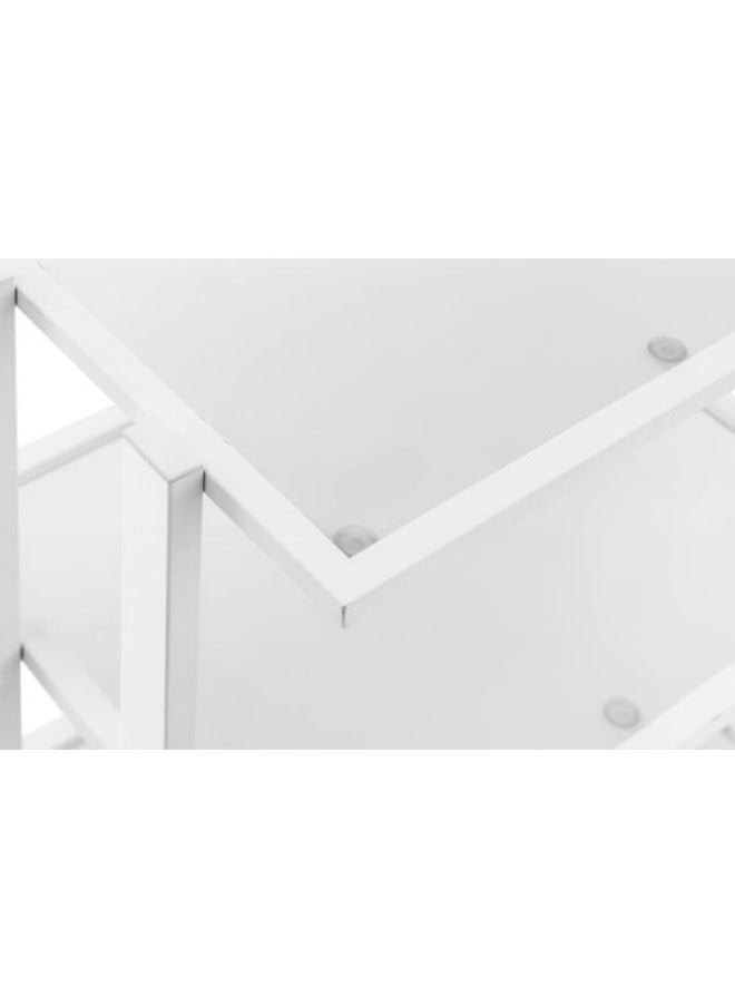 globalstar Globalstar Multi-Functional Salon Tool Storage Trolley - White Glass 3 Shelves for Hairdressing  - Image 2