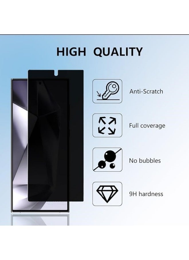 General Privacy Screen Protector for Galaxy S24 Ultra [2 Pack], HD 9H Hardness Anti-Scratch Anti-Fingerprint High Sensitivity Anti-Spy Tempered Glass [Support Fingerprint Unlocking]  - Image 2