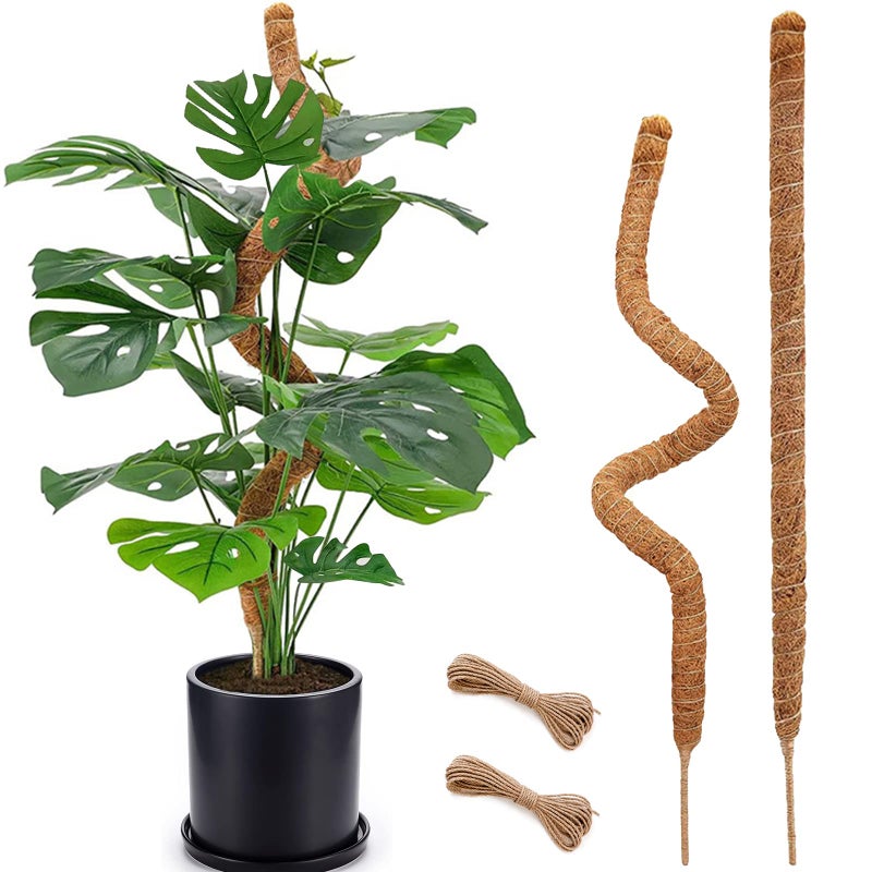 Soupiar 2-Pack 28" Bendable Moss Pole for Monstera, Rust-Free Aluminum Core Plant Support Stakes, Sturdy Stakes to Train & Grow Indoor Climbing Plants Upright (13.2ft Jute Rope Included) - Image 1