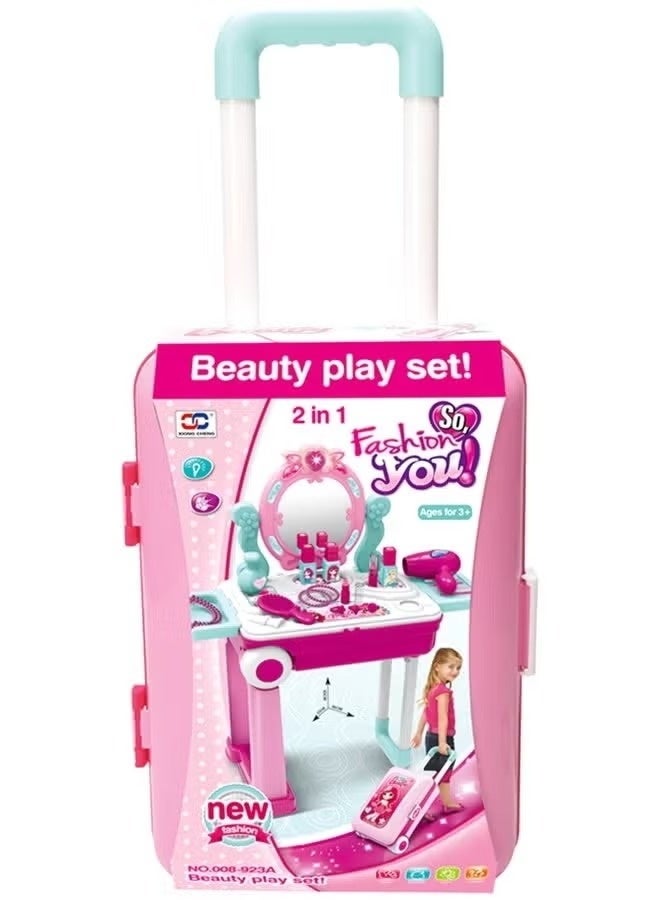 Portable Pretend Glamorous Vanity Make Up Beauty Play Set With Light And Sound cm - Image 1