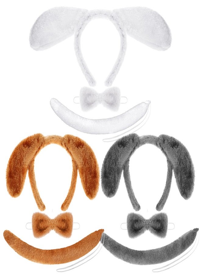 Bencailor 3 Sets Dog Ears Headband Halloween Dog Headband Ears Costume Tail & Bow Tie Accessories for Washing Makeup Cosplay Party - Image 1
