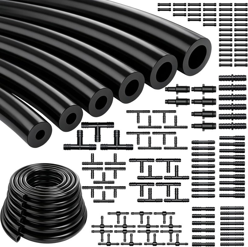 Tnisesm Silicone Vacuum Tubing Hose 130PSI 6.6 FT With 12 Sizes 128PCS Vacuum Connector, 1/8" 5/32" 3/16" 1/4" 5/16" 3/8"ID High Performance Automotive Silicone Vacuum Tubing Hose line Kit - Image 1
