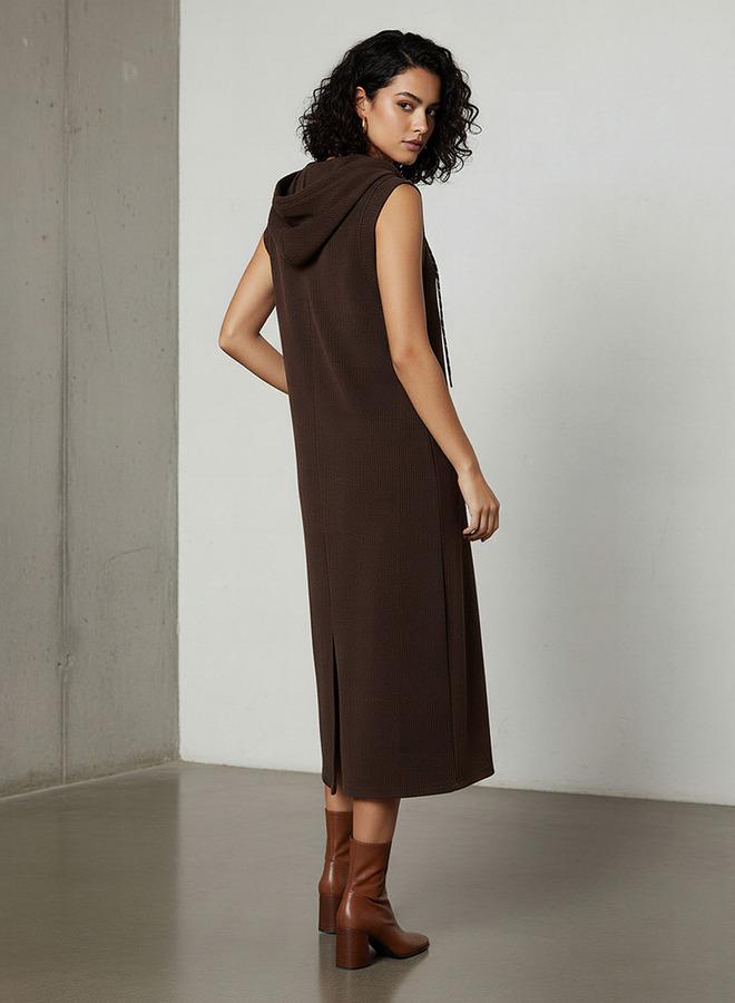 Lee Cooper Ribbed Sleeveless Hooded Dress - Image 3