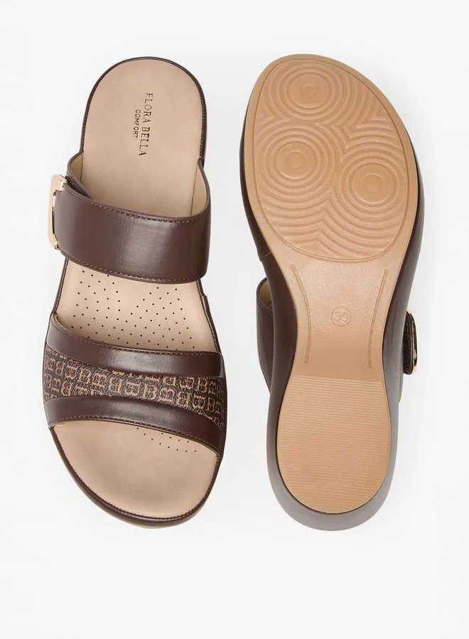 فلورا بيلا من شو إكسبرس Womens Monogram Print Slip-On Sandals With Platform Heels