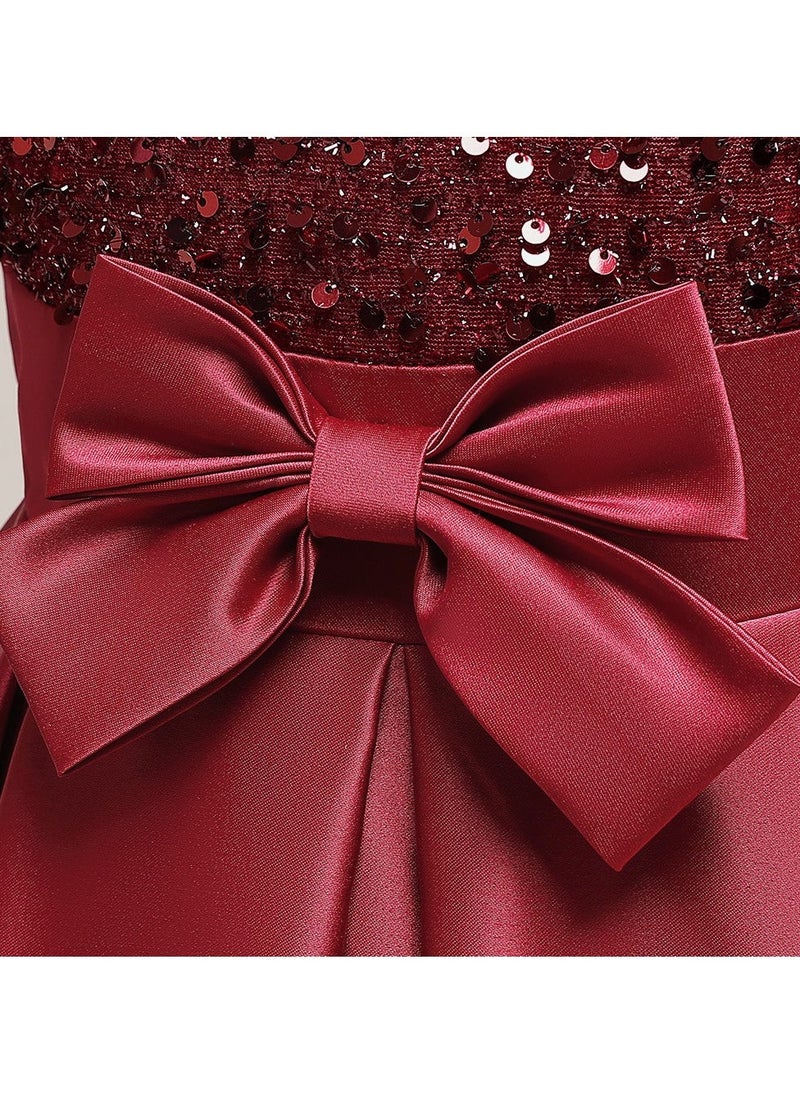 M MIAOYAN Children's Party Piano Performance Sequin Princess Dress - Image 5