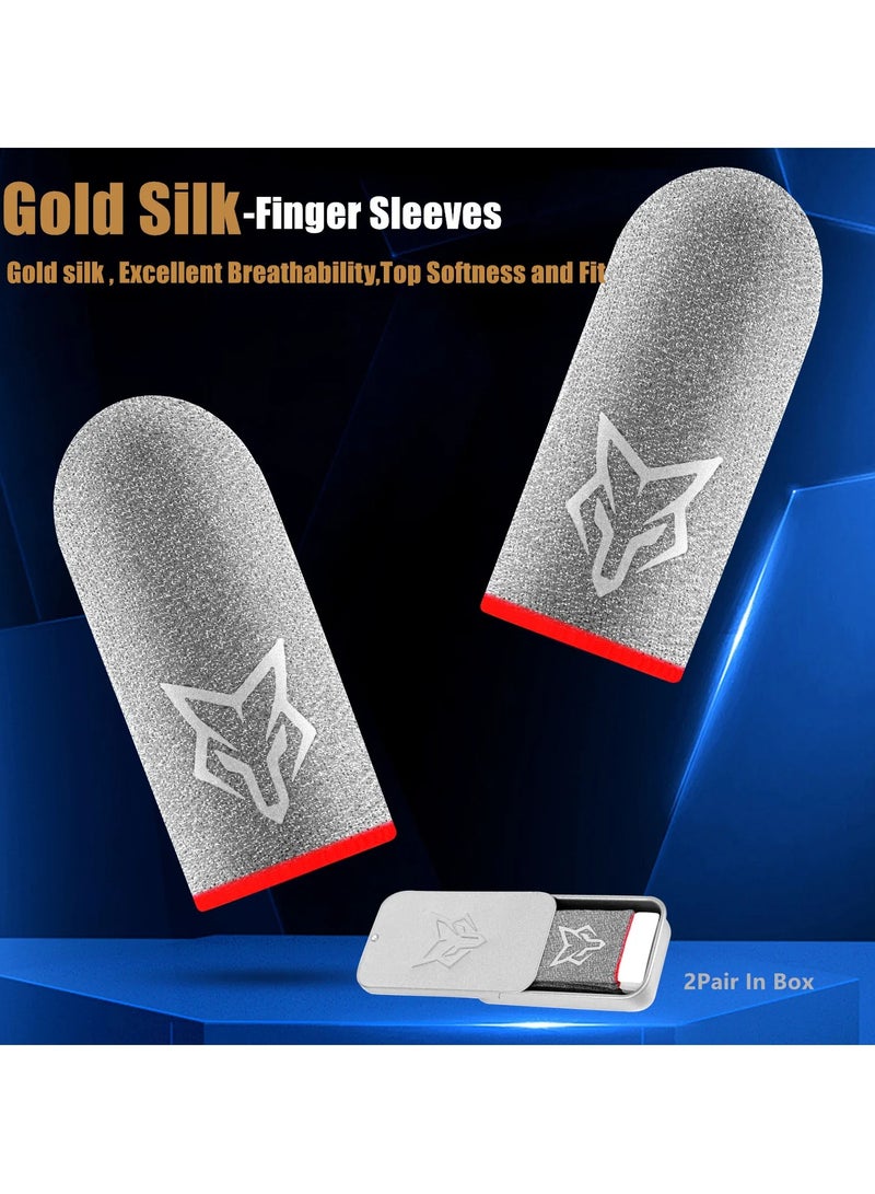 Sarafox Gold Silk V10 Finger Sleeves Non Slip High Sensitivity Gaming Gloves Sweatproof for Mobile Phone Gaming Everyday Use - Image 1