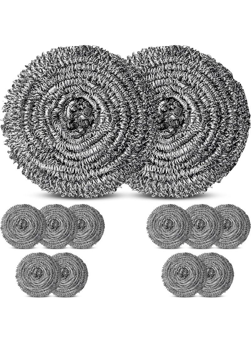 MARKQ فُرَشَة تنظيف من الفولاذ المقاوم للصدأ للاستخدام الثقيل، مقاومة للصدأ، لِلمَطَابِخ، الأواني، المقالي، الشوايات والاستخدام المنزلي | فُرَشَة معدنية متينة - عبوة من 12 قطعة - Image 1