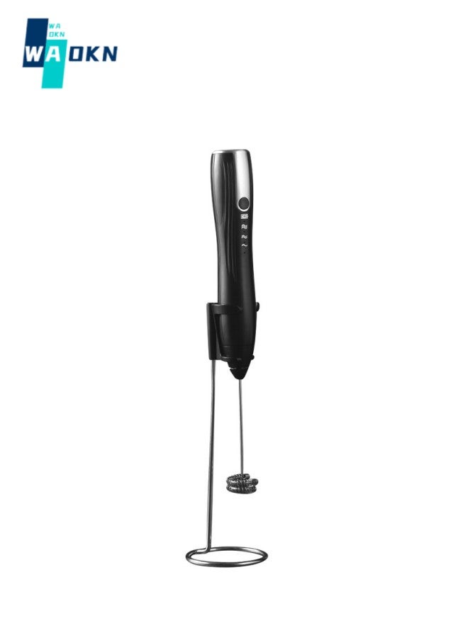 WAOKN USB Rechargeable 3-speed Electric Milk Frother, Handheld Coffee Latte Art Automatic Frother, Household Frother with Stainless Steel Stand, Suitable for Coffee, Smoothies and Cake Baking  - Image 1