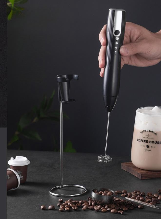 WAOKN USB Rechargeable 3-speed Electric Milk Frother, Handheld Coffee Latte Art Automatic Frother, Household Frother with Stainless Steel Stand, Suitable for Coffee, Smoothies and Cake Baking  - Image 3