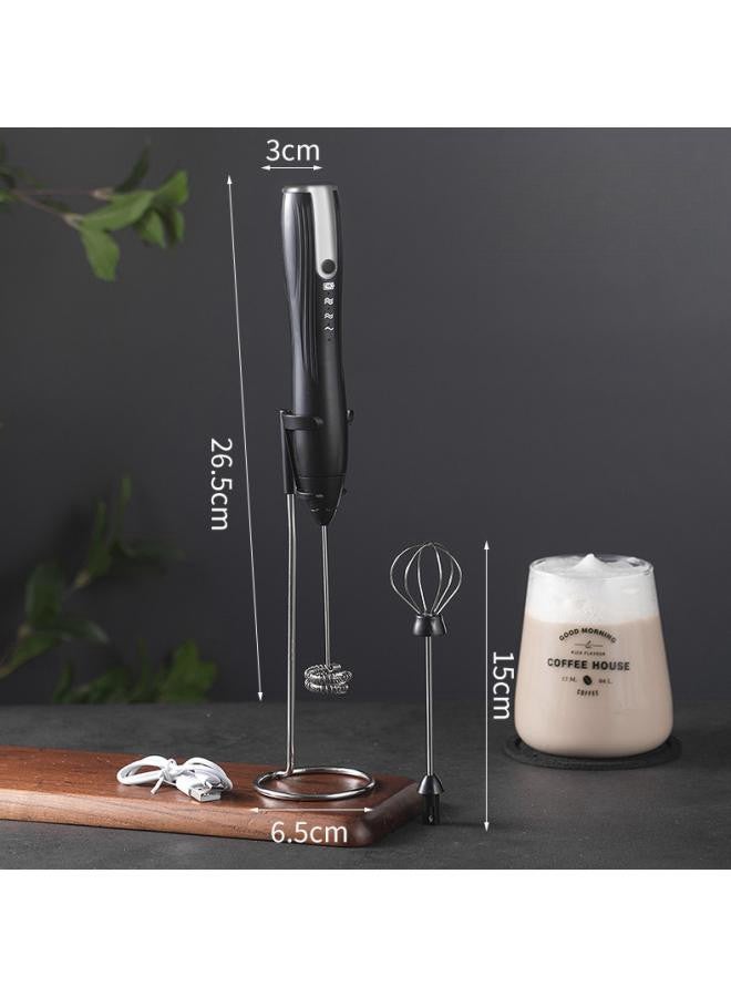 WAOKN USB Rechargeable 3-speed Electric Milk Frother, Handheld Coffee Latte Art Automatic Frother, Household Frother with Stainless Steel Stand, Suitable for Coffee, Smoothies and Cake Baking  - Image 4