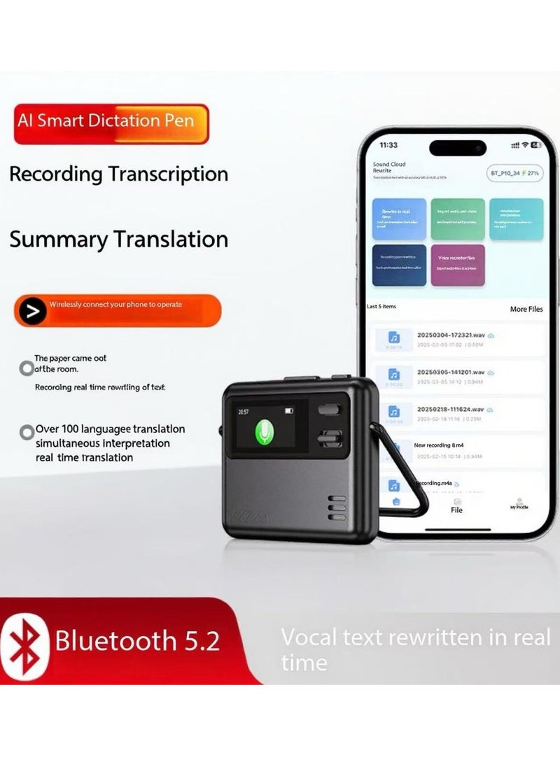 Mini AI Recording Pen 32GB Bluetooth 5.2 TFT0.96 APP Control Language Translation / Transcription / Lecture Summary  - Image 1