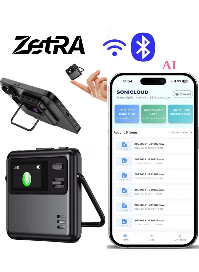 ZetRA Mini AI Recording Pen 64GB Bluetooth 5.2 TFT0.96 APP Control Language Translation / Transcription / Lecture Summary - Image 1