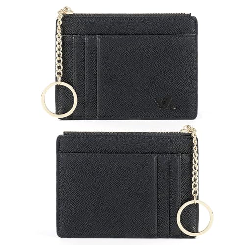 Valentoria Minimalist Small Leather Card Holder Pocket Wallet Womens Coin Purse Handbag (Z-Red) - Image 1