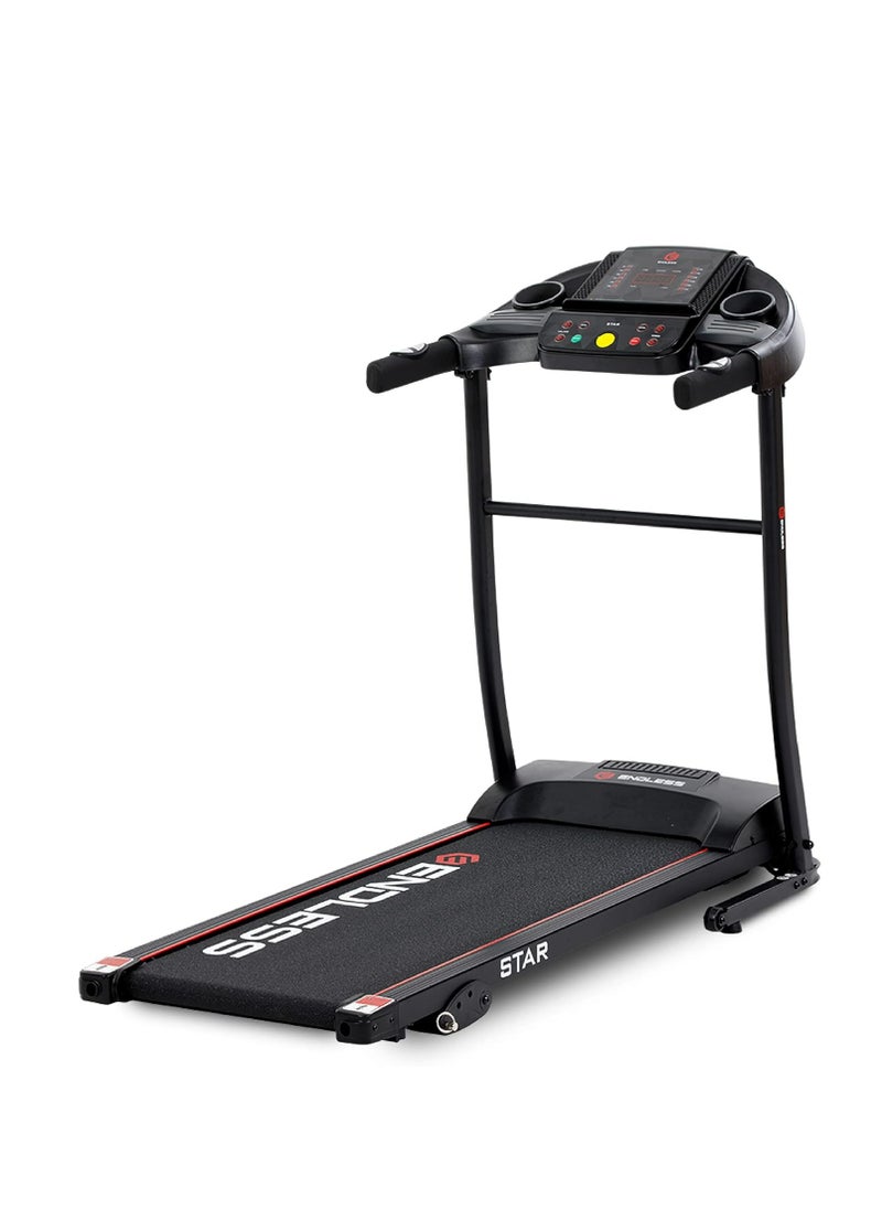 ENDLESS  - Star Treadmill for Home Use With 2.5 HP Peak Power DC Motor | 100 Kg Max Weight and 10 Km/hr Max Speed Support | 410 mm Running Area | With Speakers | Foldable with Manual Incline - Image 1