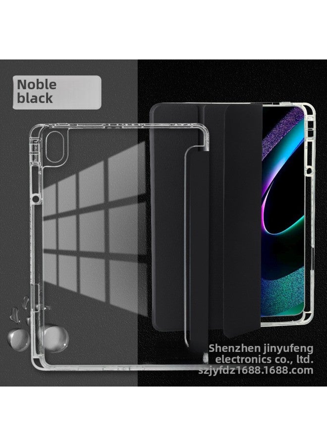 For IPad Protective Case Air11 For Apple Tablet Computer Leather Case Pen Slot Acrylic High Permeability Pro11 Inch Hard Case-Color:Noble Black 【high Transparent Bottom Shell】】-Applicable Model:Pro