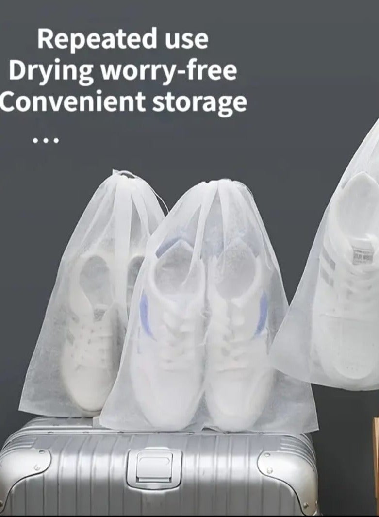 20pcs Disposable Drawstring Shoe Storage Bags - Transparent Drying & Organizing Bags for Travel, Home, Dorm - Moisture-Resistant Portable Multi-Use for Underwear, Pants, Clothes, Dorm Storage Solution | Drawstring Closure | Lightweight Material, Shoe Storage Organizer - Image 1