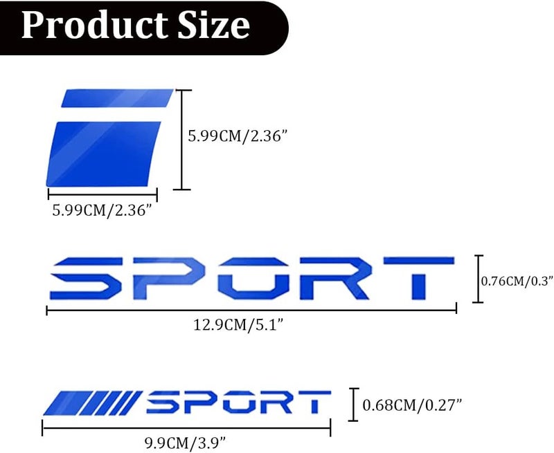 Pincuttee 14pcs Car Decal Stickers,Wheel Rim Decal Sticker,Sport Logo Reflective Stickers,Sport Emblem Car Rear Bumper Sticker,Rear Mirror Decals for All Vehicles(Blue,14PCS) - Image 2