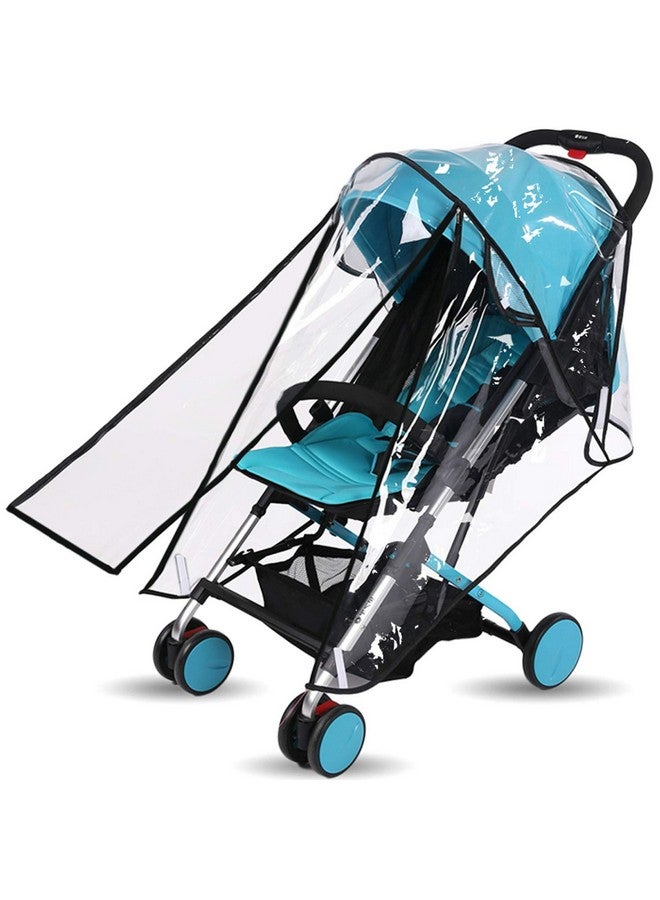 AncBace Baby Stroller Rain Cover Umbrella Weather Shield Accessories Universal Size Protect from Rain Wind Snow Dust Water Proof Ventilate Clear Food Grade Materia EVA Plastic Zipper Black (Small) - Image 1