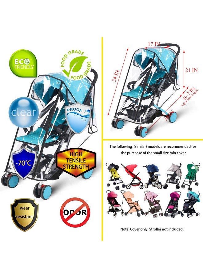 AncBace Baby Stroller Rain Cover Umbrella Weather Shield Accessories Universal Size Protect from Rain Wind Snow Dust Water Proof Ventilate Clear Food Grade Materia EVA Plastic Zipper Black (Small) - Image 4
