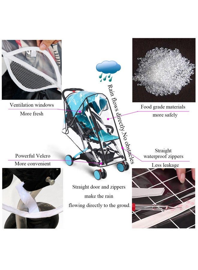 AncBace Baby Stroller Rain Cover Umbrella Weather Shield Accessories Universal Size Protect from Rain Wind Snow Dust Water Proof Ventilate Clear Food Grade Materia EVA Plastic Zipper Black (Small) - Image 3