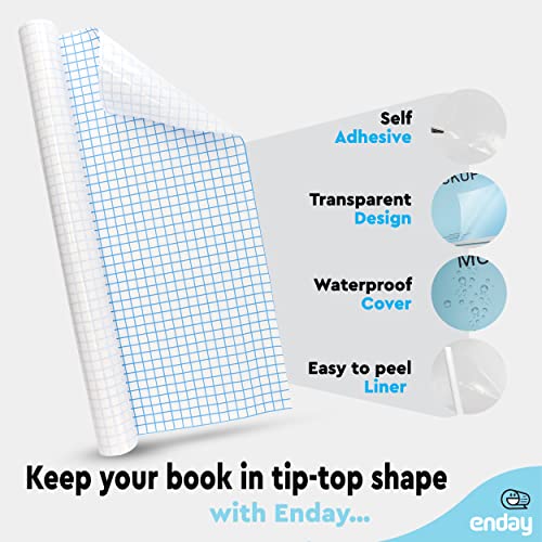 Enday Contact Paper Clear, 17.5” x 5-Feet, Transparent Self Adhesive Book and Textbook Covers for Paperbacks and Hard Covers, Plastic Protective Covering Contact Paper Roll, Acid Free – by Enday - Image 3