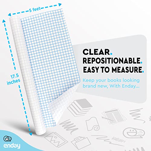 Enday Contact Paper Clear, 17.5” x 5-Feet, Transparent Self Adhesive Book and Textbook Covers for Paperbacks and Hard Covers, Plastic Protective Covering Contact Paper Roll, Acid Free – by Enday - Image 5