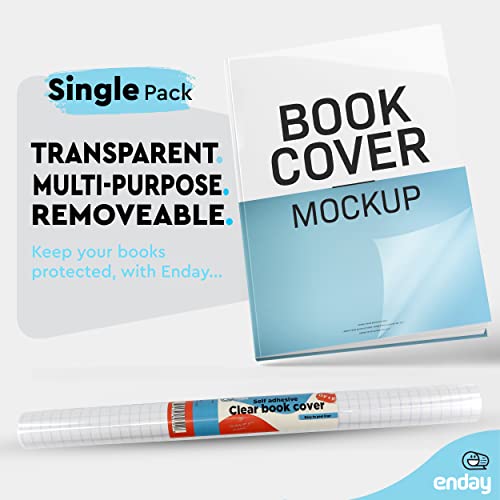 Enday Contact Paper Clear, 17.5” x 5-Feet, Transparent Self Adhesive Book and Textbook Covers for Paperbacks and Hard Covers, Plastic Protective Covering Contact Paper Roll, Acid Free – by Enday - Image 4