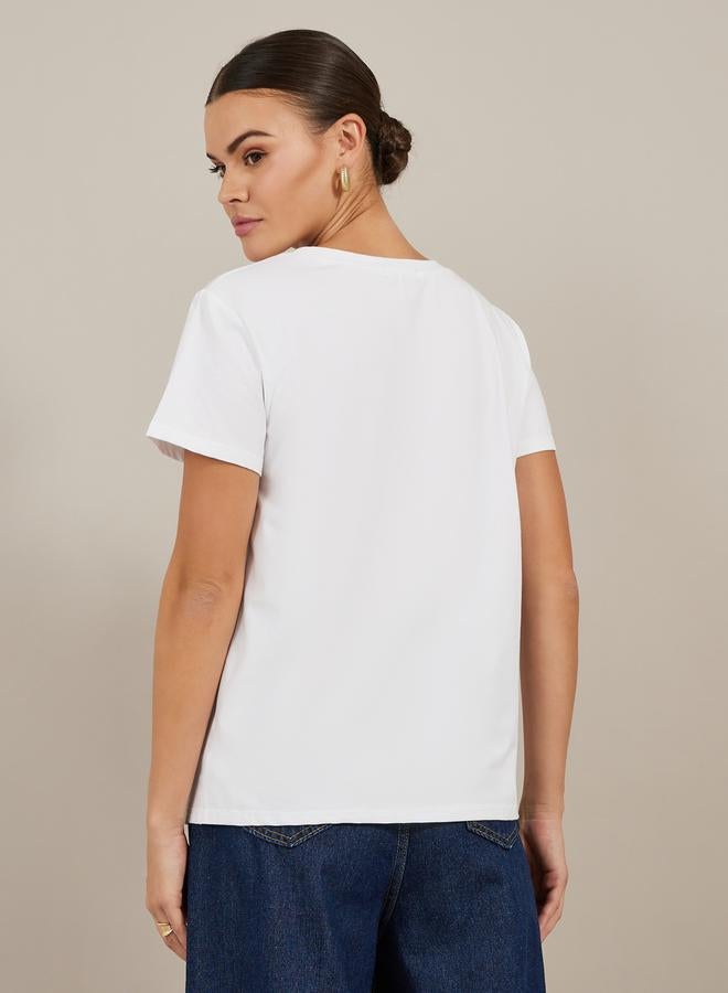 Styli Embroidered Slogan Round Neck T-Shirt - Image 4
