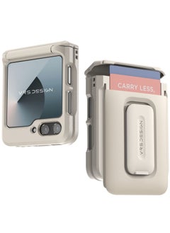 VRS Design D-Wallet Orb Samsung Galaxy Z Flip 6 Case Cover Wallet [2 Card Holder Slot] Built-in [Kickstand] and [Hinge Protection] - Cream  - Image 1