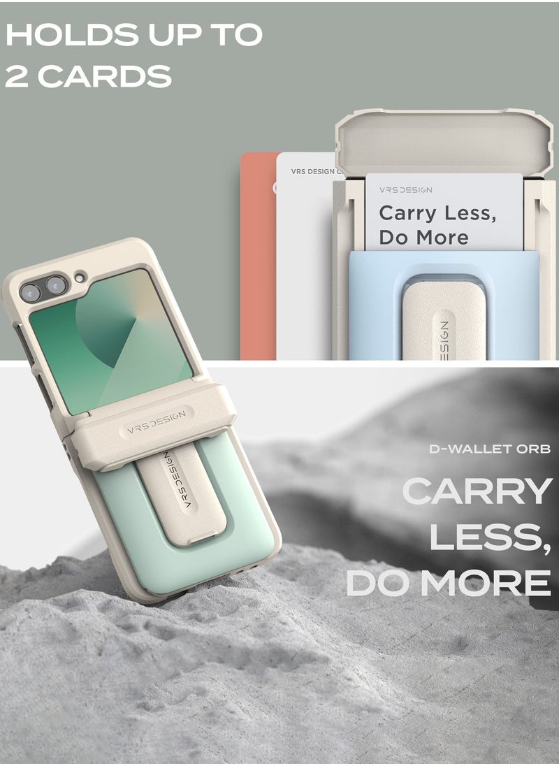 VRS Design D-Wallet Orb Samsung Galaxy Z Flip 6 Case Cover Wallet [2 Card Holder Slot] Built-in [Kickstand] and [Hinge Protection] - Cream  - Image 5