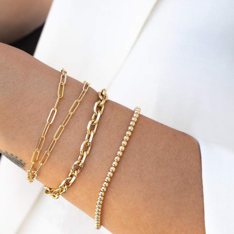 VACRONA Gold Tiny Beaded Bracelet 14K Gold Plated Chain Bracelets for Women Handmade Clip Link Trendy Tiny Pearl Bracelet Adjustable Chain Jewelry Gifts - Image 4
