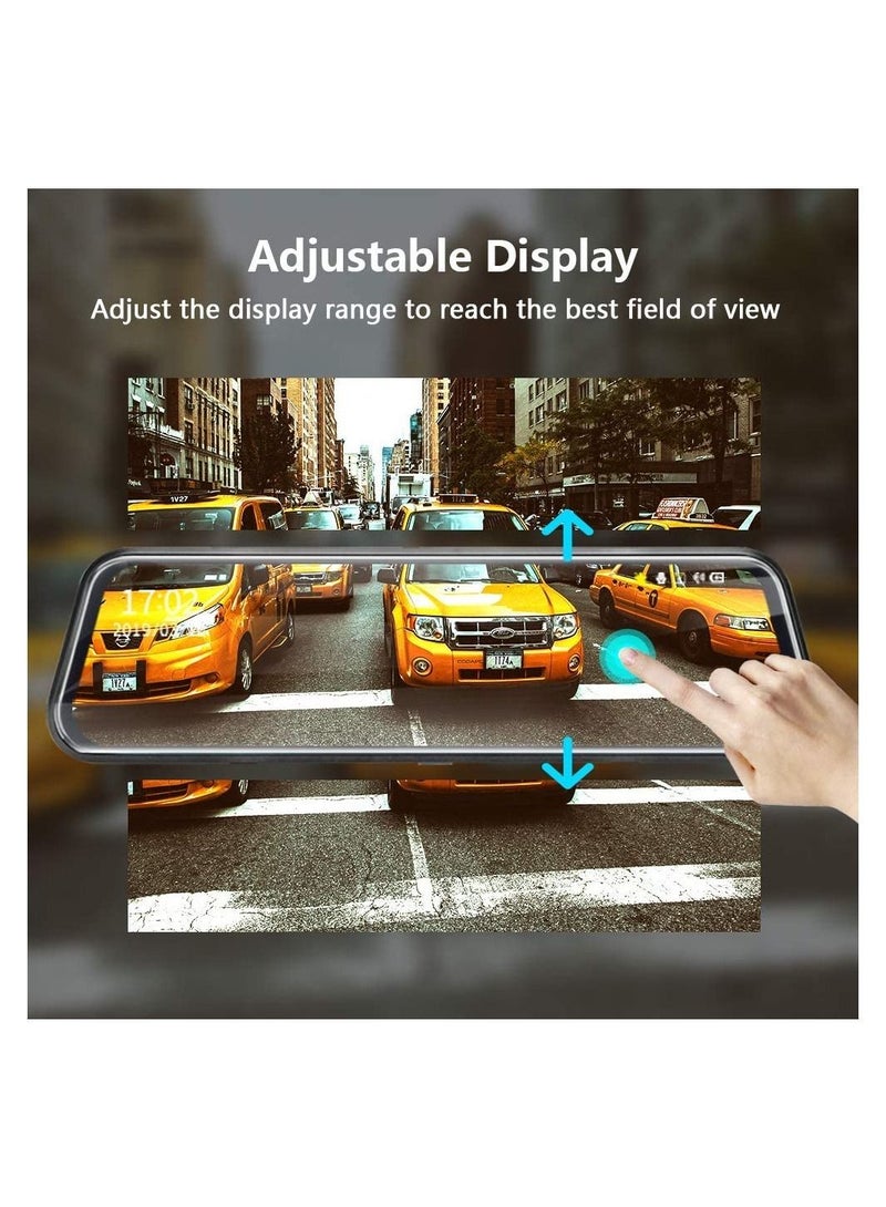 Generic 9.66'' Mirror Dash Cam  Night Vision 1080P FHD  Full Touch Screen Front and Rear View Backup Camera for Cars Loop Recording Streaming Media 170°Wide Angle Parking Assistance with 10 Meters Cable  - Image 5