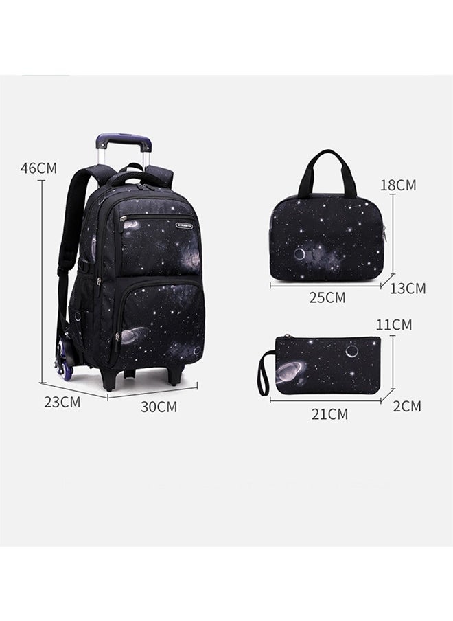 Golden - Rolling Backpack 3 in 1 Travel Trolly BookBag School Wheeled Backpack for Boys Girls Kids Luggage School Bag with Wheels Trolley Backpack - Image 1