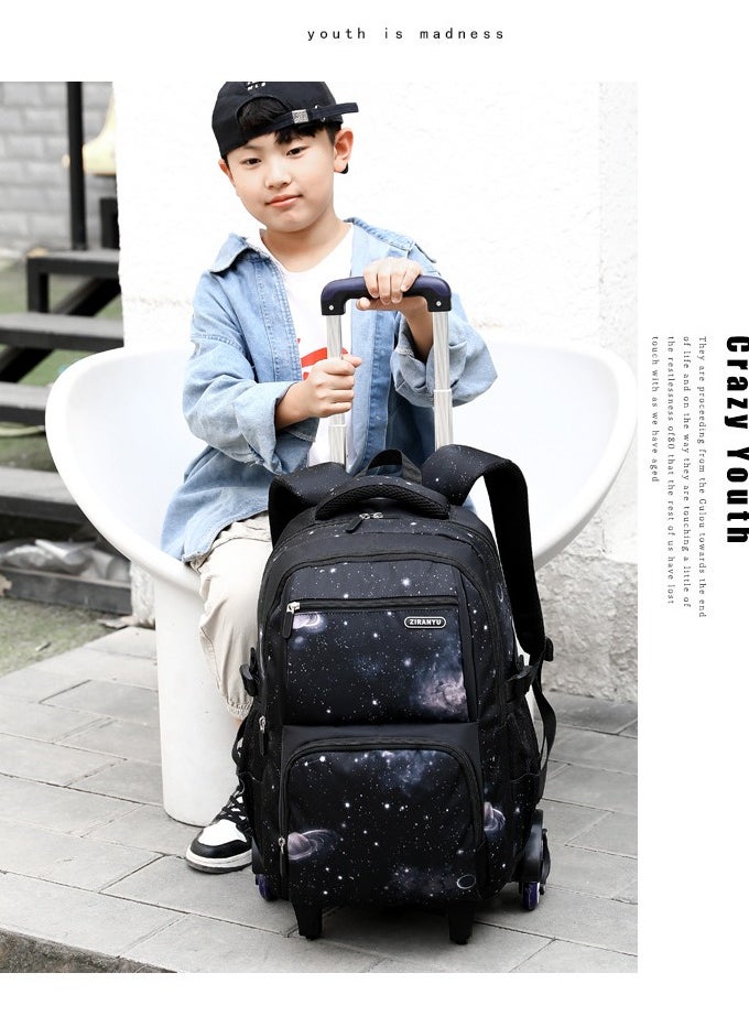 Golden - Rolling Backpack 3 in 1 Travel Trolly BookBag School Wheeled Backpack for Boys Girls Kids Luggage School Bag with Wheels Trolley Backpack - Image 1