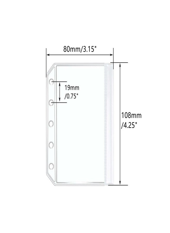 Mogoostry 12pcs A8 Binder Pockets Clear Ziplock Pocket 5 Holes Transparent Plastic Binder Pouches Flat Sealing Zipper Storage Bag Mini Cash Envelopes - Image 2