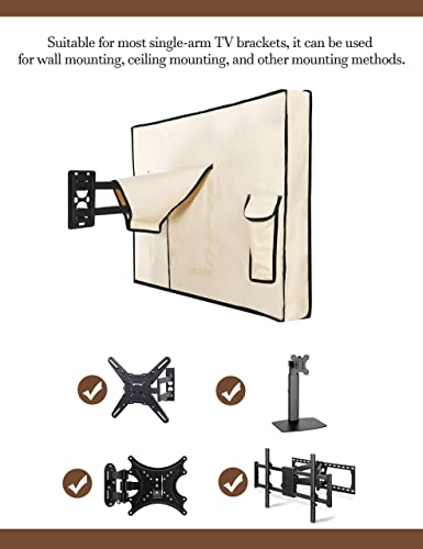 iBirdie Outdoor Waterproof and Weatherproof TV Cover with Zipper for 48 to 50 inch Outside Flat Screen TV - Beige 600D Thick Fabric Protector Size 47''W x 30''H x 5.5''D for 48'' - 50'' LCD LED - Image 3