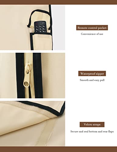 iBirdie Outdoor Waterproof and Weatherproof TV Cover with Zipper for 48 to 50 inch Outside Flat Screen TV - Beige 600D Thick Fabric Protector Size 47''W x 30''H x 5.5''D for 48'' - 50'' LCD LED - Image 5