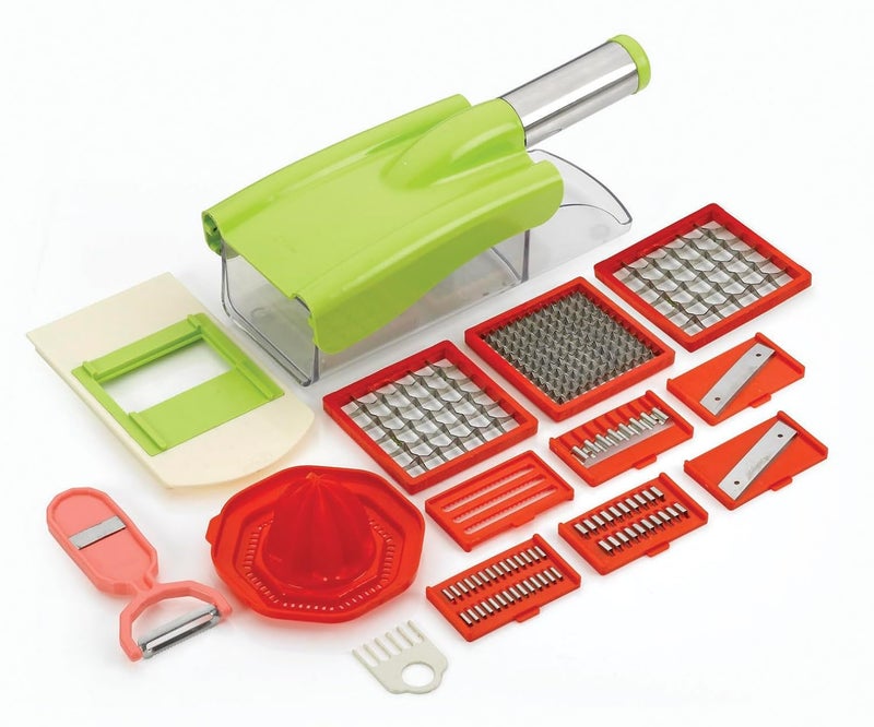 Ritu Ritu Stainless Steel 12 in 1 Chipser Slicer Green and White  - Image 2