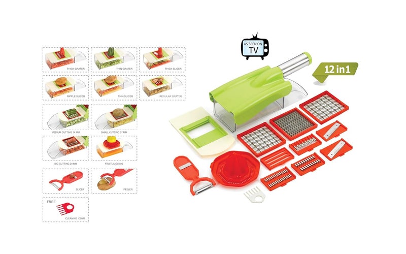 Ritu Ritu Stainless Steel 12 in 1 Chipser Slicer Green and White  - Image 4