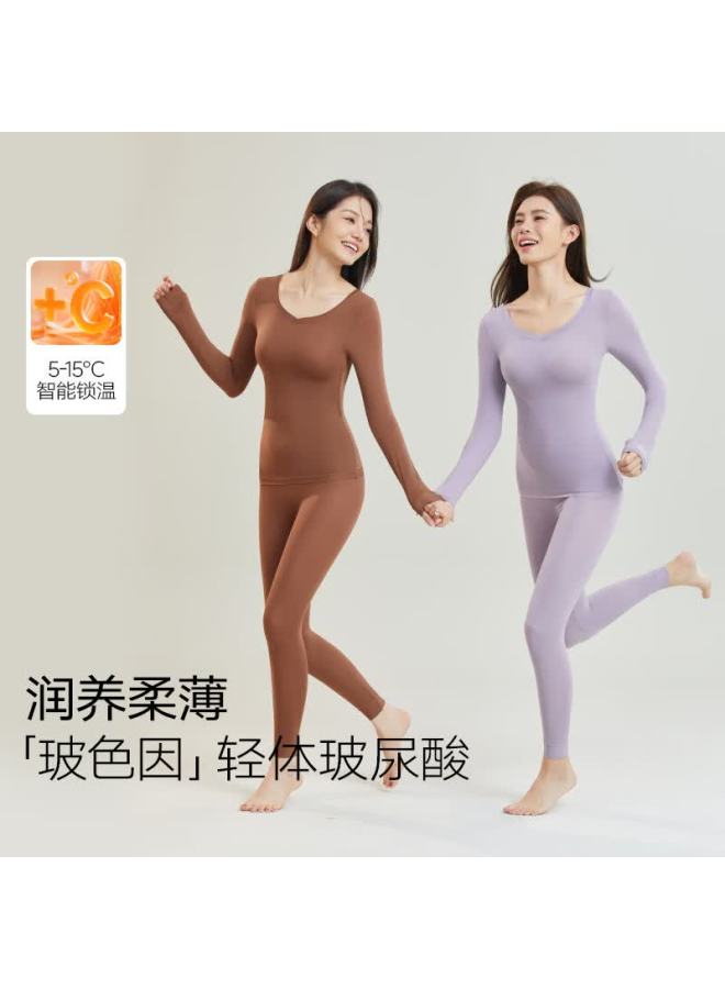 Yangxin Women's Autumn Winter Thermal Base Layer Set Thin Warm Underwear Top And Bottom - Image 1