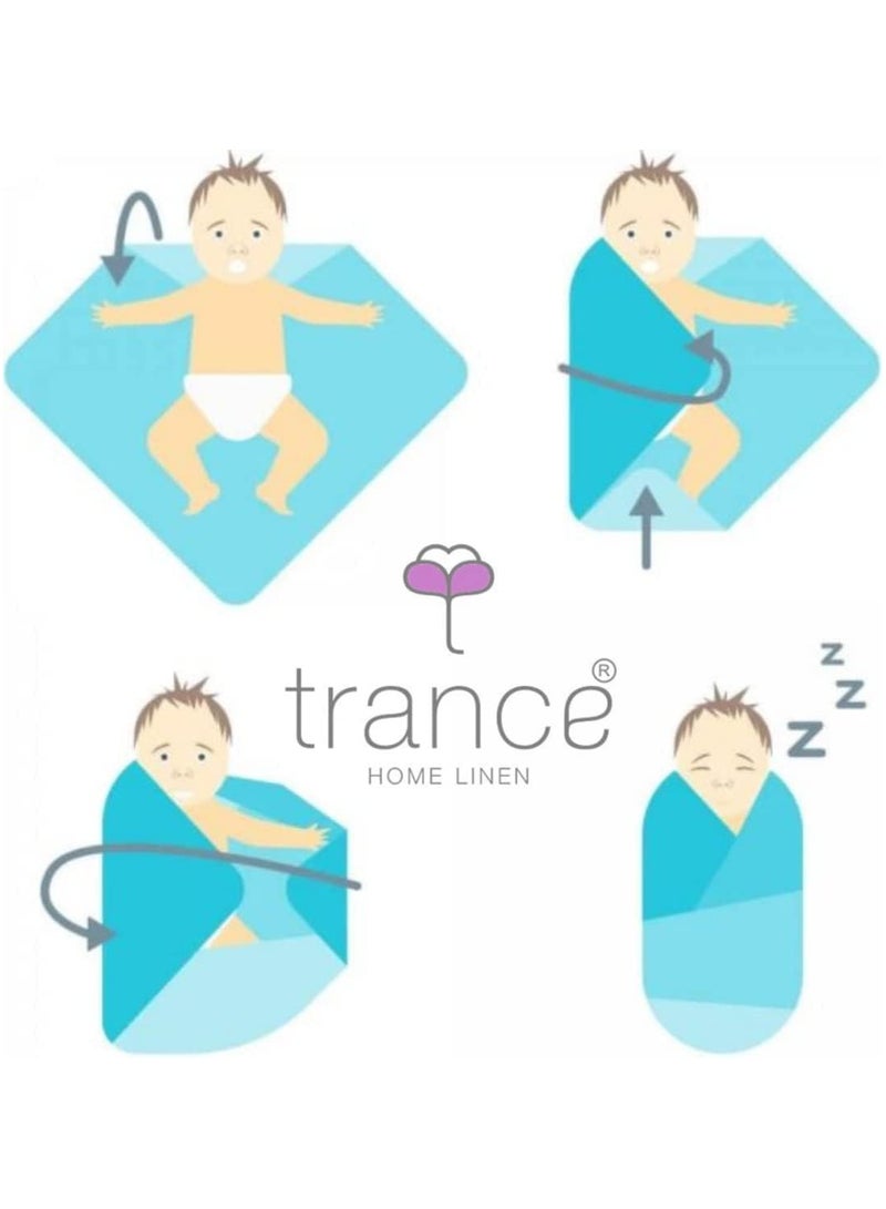 Trance Home Linen Super Soft 100% Cotton Malmal Swaddle Cloth Baby Wrap | Soft Pure Cotton Sheets for New Born Babies | Swaddle Wrap | Set (100 x 100 cm, Baby Pug-Pack of 3 Pcs)
