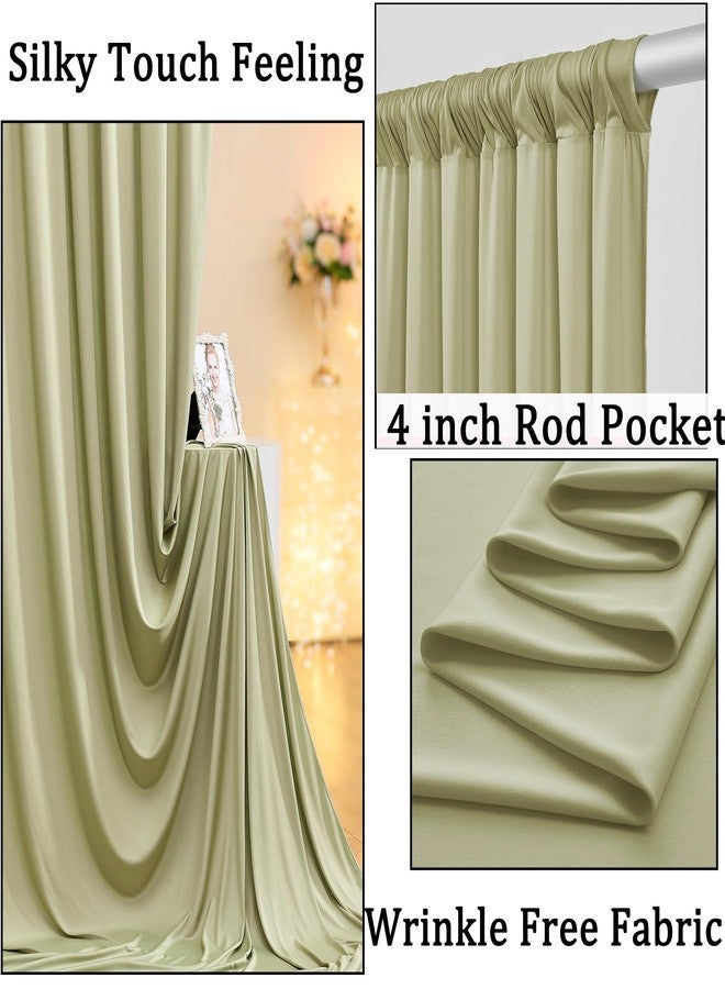 NSSONBEN 10ft x 10ft Wrinkle Free Sage Green Backdrop Curtains for Parties, Polyester Photo Backdrop Drapes 2 Panels 5x10ft for Wedding Birthday Party Photography Background Photoshoot - Image 2