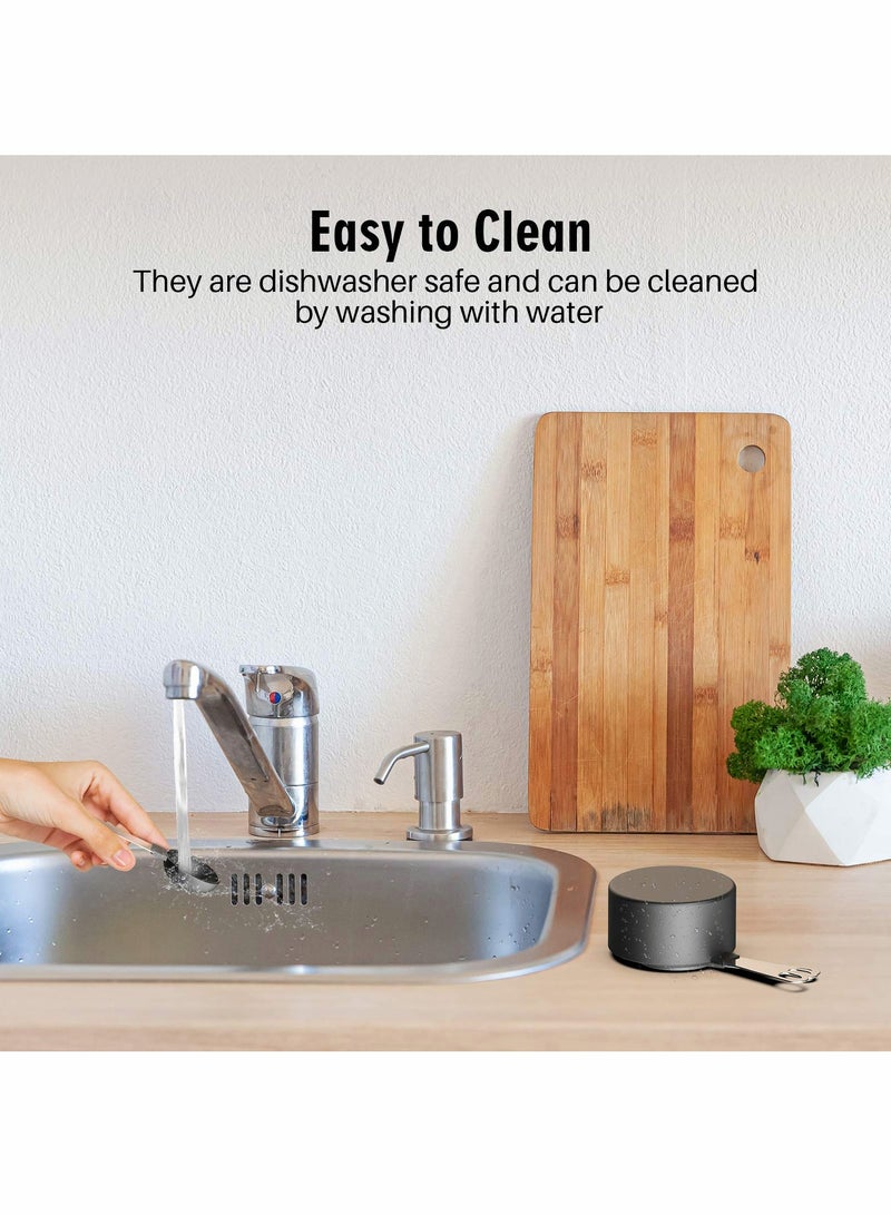 Excefore طقم أكواب و ملاعق قياس، 8 قطع مقبض من الفولاذ المقاوم للصدأ ملعقة طعام دقيقة لقياس المكونات الجافة والسائلة ملعقة شاي صغيرة برأس بلاستيكي (8، أسود) - Image 5