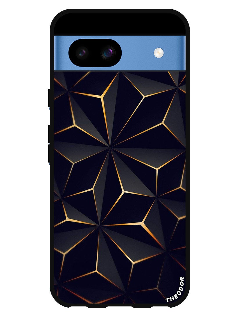 Theodor Protective Case Anti Scratch Shock Proof Bumper Cover For Google Pixel 8a Black Gold Patter - Image 1