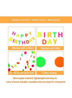 BOAO Neon Happy Birthday Banner Glow In The Dark Birthday Banner Rainbow Neon Sign Black Light Party Supplies And Decorations For Kids Adults  - Image 4