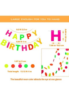 BOAO Neon Happy Birthday Banner Glow In The Dark Birthday Banner Rainbow Neon Sign Black Light Party Supplies And Decorations For Kids Adults  - Image 3
