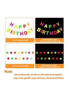 BOAO Neon Happy Birthday Banner Glow In The Dark Birthday Banner Rainbow Neon Sign Black Light Party Supplies And Decorations For Kids Adults  - Image 5